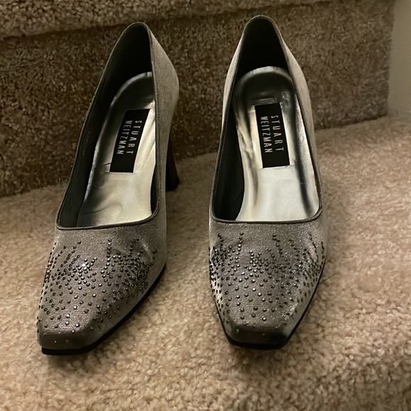 Stuart Weitzman Satin Rhinestone Pumps - Picture 2 of 9